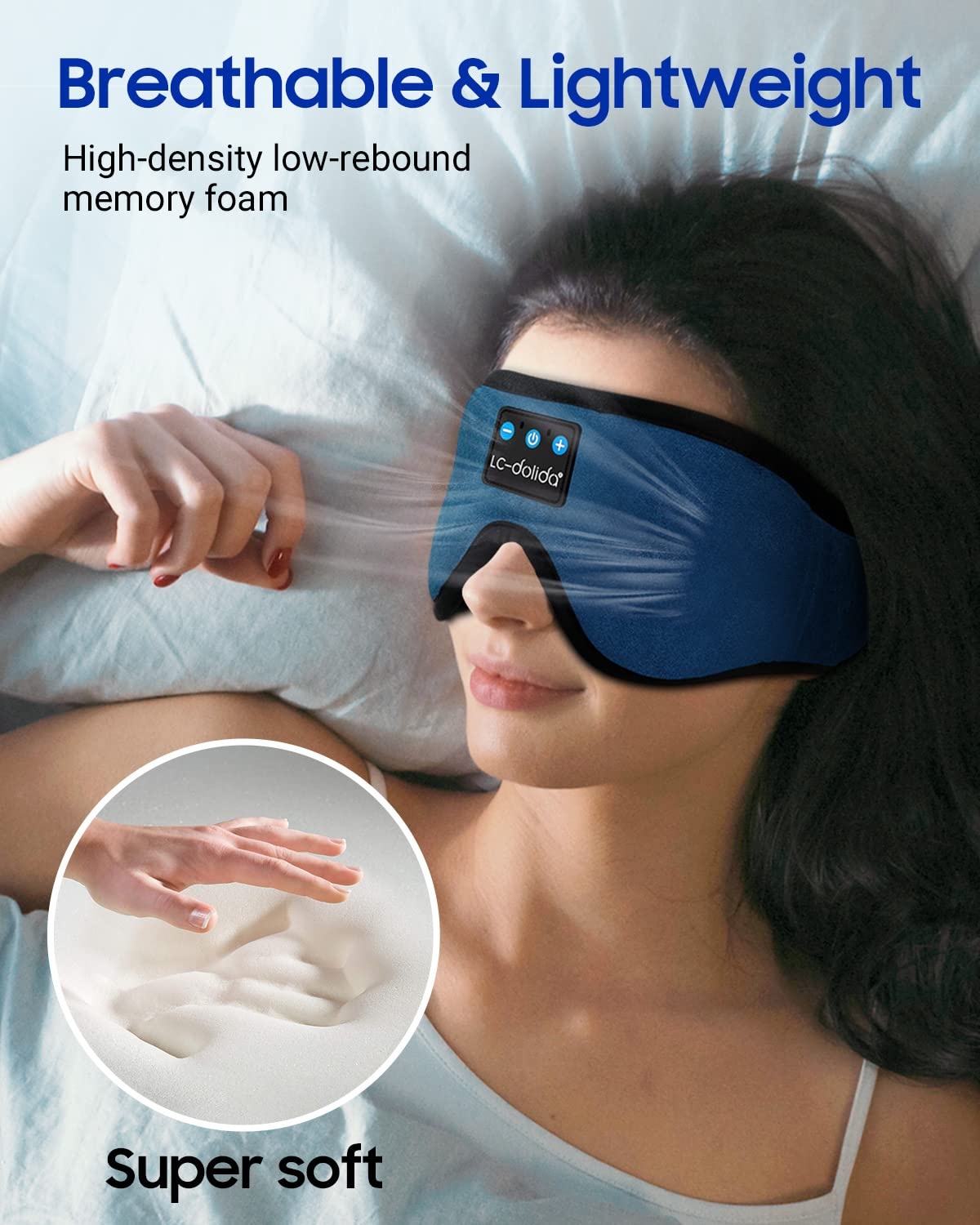 Bluetooth spací maska LC-dolida 3D s hudbou, černá OK0139