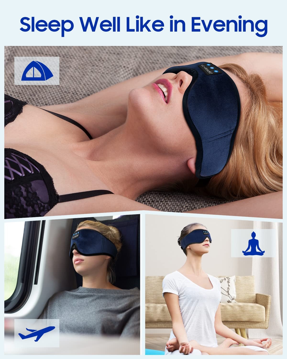 Bluetooth spací maska LC-dolida 3D s hudbou, černá OK0139