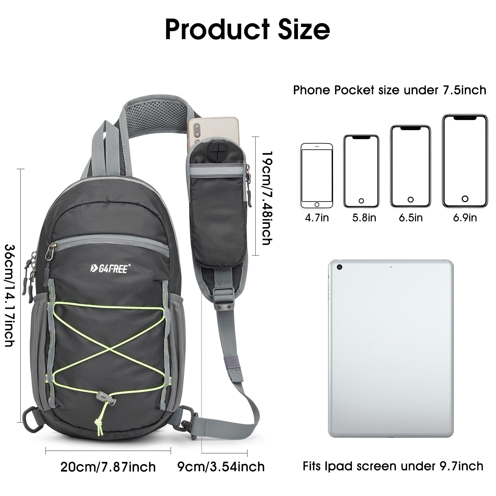 Taška přes rameno G4Free sportovní sling bag, šedá OK0171