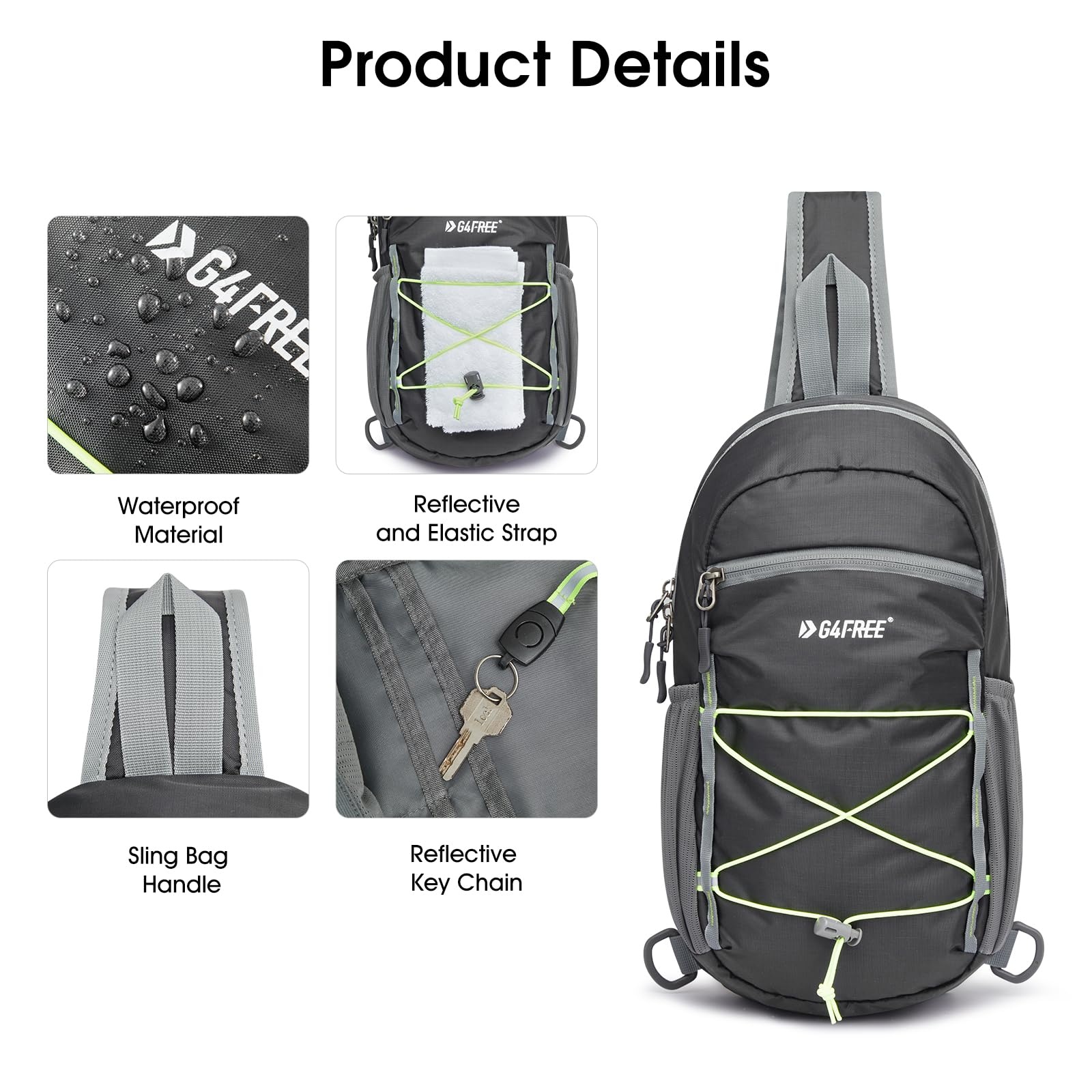 Taška přes rameno G4Free sportovní sling bag, šedá OK0171