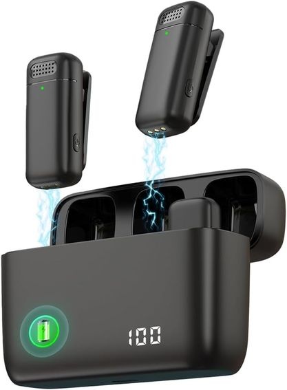 Bezdrátový klopový mikrofon EUDAMAIF USB-C, 2 kusy OK0425