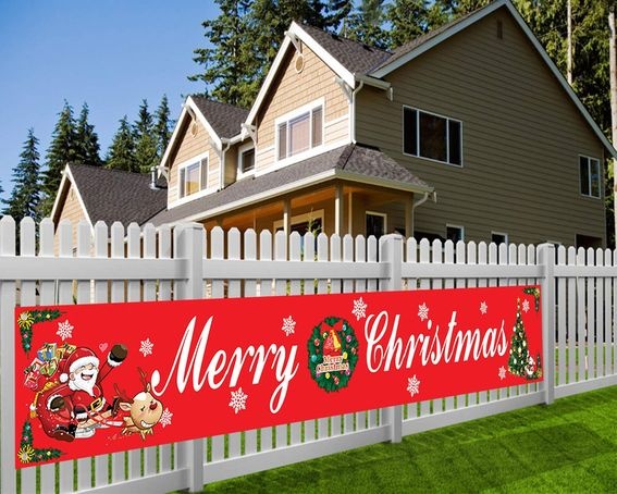 Vánoční banner Happy Christmas dekorace dlouhá 3 metry OK0568