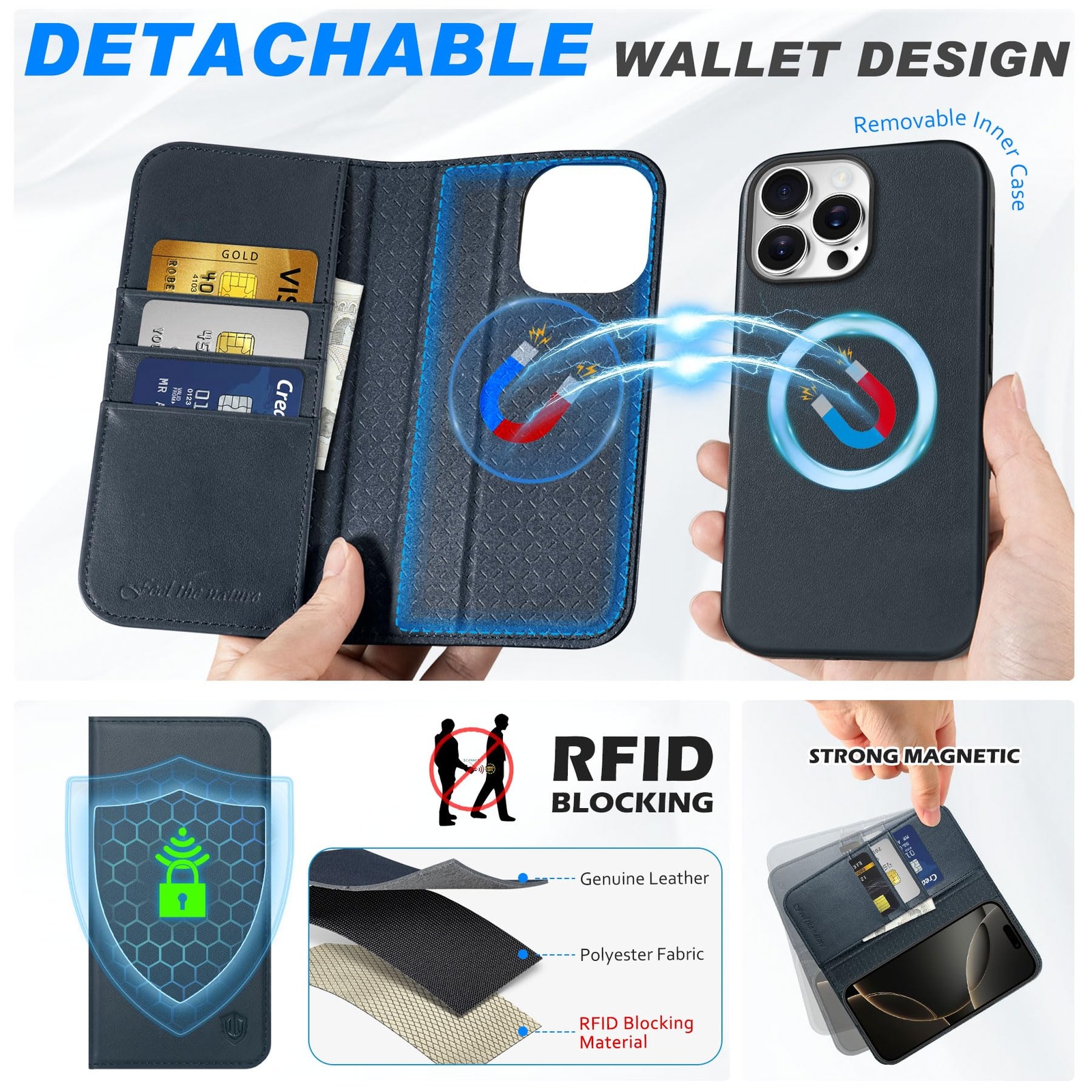 Kožené pouzdro SHIELDON pro iPhone 16 Pro Max, 2v1 OK0786