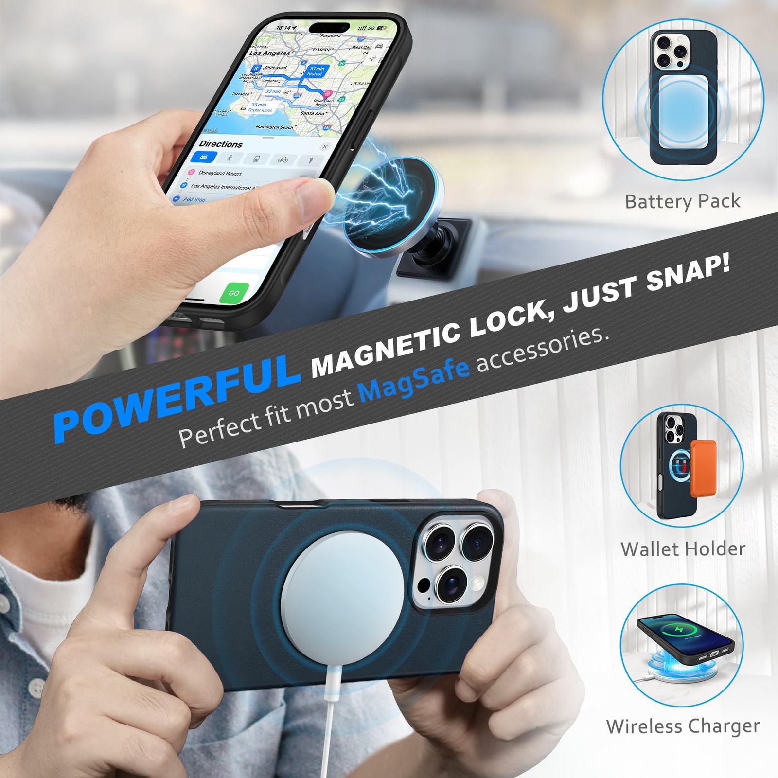Kožené pouzdro SHIELDON pro iPhone 16 Pro Max, 2v1 OK0786