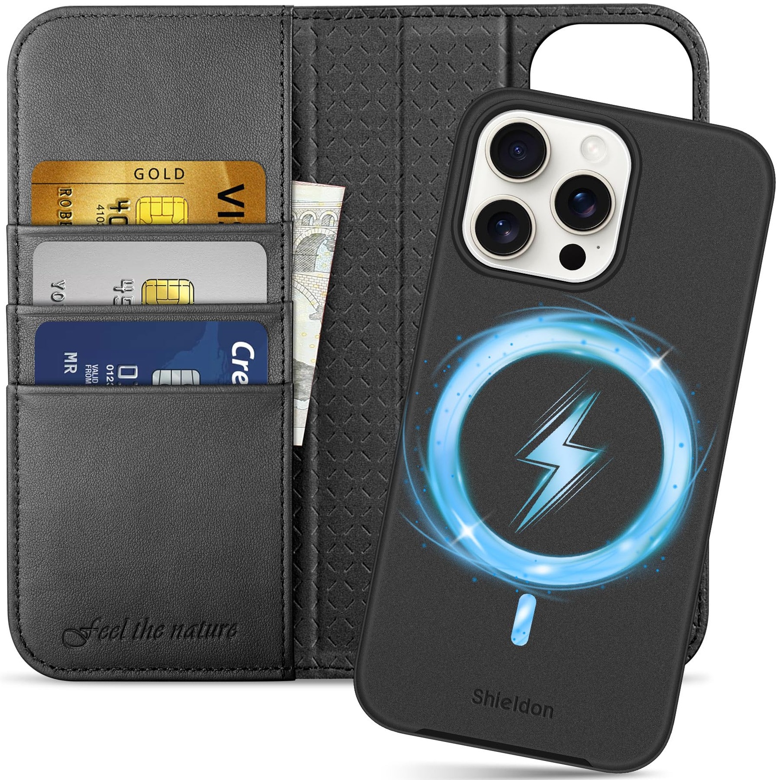 Kožené pouzdro SHIELDON pro iPhone 15 Pro Max s RFID OK1026