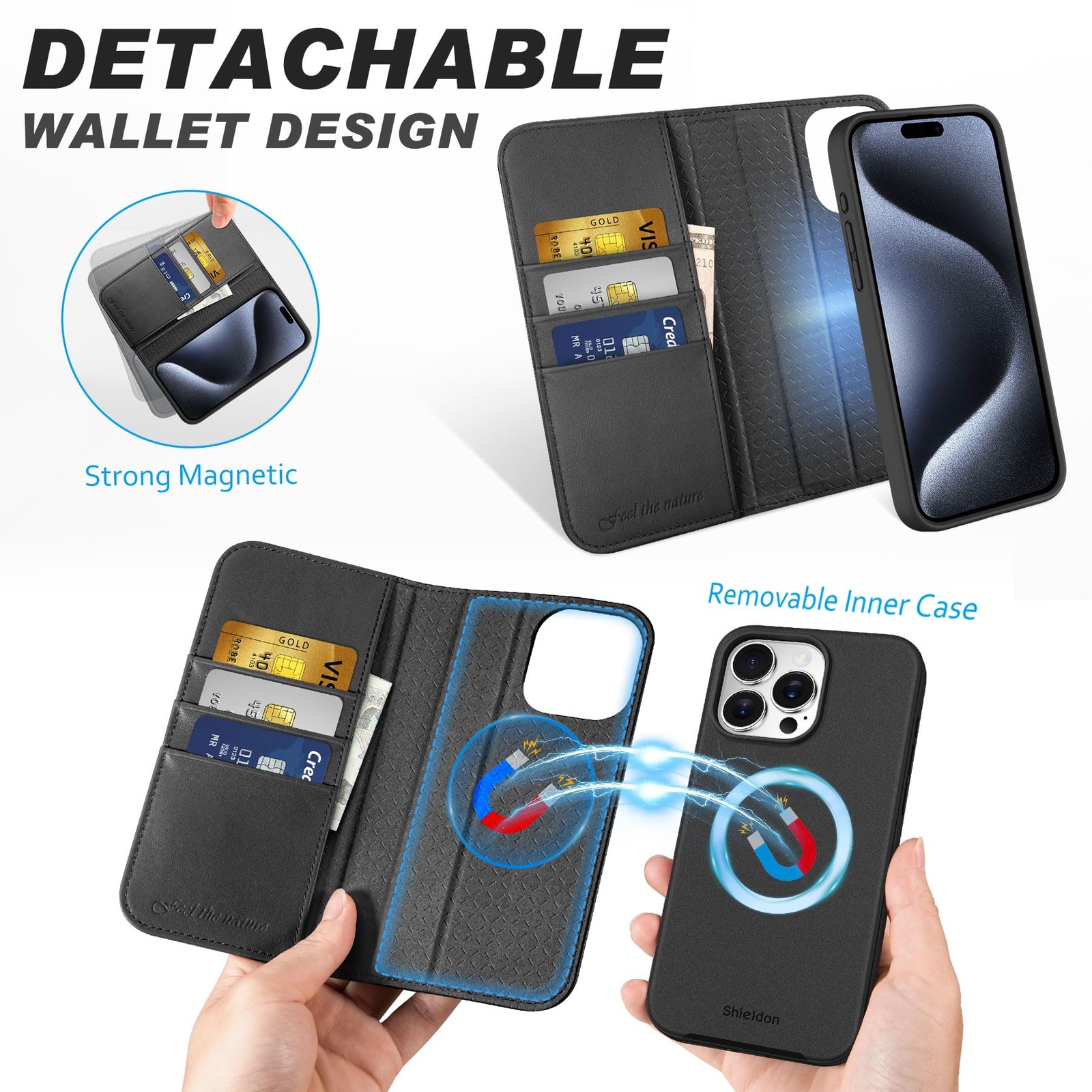 Kožené pouzdro SHIELDON pro iPhone 15 Pro Max s RFID OK1026